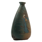 Weller Dickensware Vase with Woman Golfer in Blue Dress and Cape