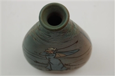 Weller Dickensware Vase with Woman Golfer in Blue Dress and Cape