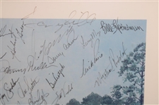 Claude Harmon, Jack Nicklaus, Seve, Payne & Field Signed 1986 Augusta National Print JSA ALOA