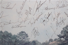 Claude Harmon, Jack Nicklaus, Seve, Payne & Field Signed 1986 Augusta National Print JSA ALOA