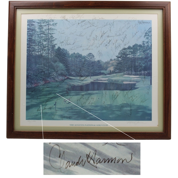 Claude Harmon, Jack Nicklaus, Seve, Payne & Field Signed 1986 Augusta National Print JSA ALOA