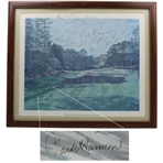 Claude Harmon, Jack Nicklaus, Seve, Payne & Field Signed 1986 Augusta National Print JSA ALOA