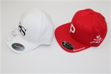 Adam Scott Signed Personal AS White Hat w/Rickie Fowler Personal Red Puma Hat JSA ALOA