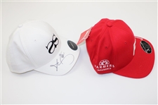 Adam Scott Signed Personal AS White Hat w/Rickie Fowler Personal Red Puma Hat JSA ALOA