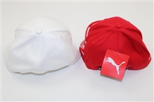 Adam Scott Signed Personal AS White Hat w/Rickie Fowler Personal Red Puma Hat JSA ALOA
