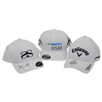 Adam Scott & Lee Janzen Signed Personal White Hats w/Chris Kirk Personal White Hat JSA ALOA
