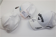 Adam Scott & Lee Janzen Signed Personal White Hats w/Chris Kirk Personal White Hat JSA ALOA