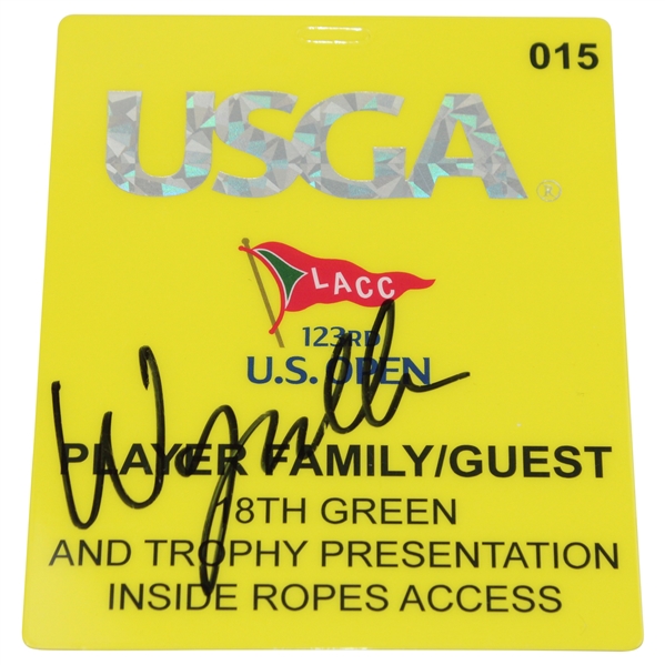 Wyndham Clark Signed 2023 US Open Player Family/Guest 18th Green & Trophy Pres. Pass #15 JSA ALOA