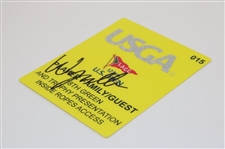 Wyndham Clark Signed 2023 US Open Player Family/Guest 18th Green & Trophy Pres. Pass #15 JSA ALOA