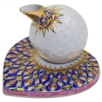 Classic Decorative Hand Painted Porcelain Golf Ball on Heart Themed Pen Holder