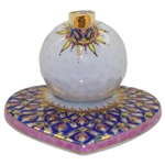 Classic Decorative Hand Painted Porcelain Golf Ball on Heart Themed Pen Holder