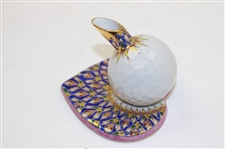 Classic Decorative Hand Painted Porcelain Golf Ball on Heart Themed Pen Holder