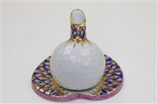 Classic Decorative Hand Painted Porcelain Golf Ball on Heart Themed Pen Holder
