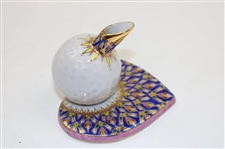 Classic Decorative Hand Painted Porcelain Golf Ball on Heart Themed Pen Holder