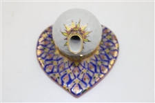 Classic Decorative Hand Painted Porcelain Golf Ball on Heart Themed Pen Holder
