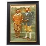 Original Walter Hagen & Gene Sarazen Oil Painting Signed by Artist Robert Fletcher - Framed