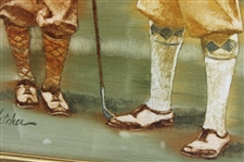 Original Walter Hagen & Gene Sarazen Oil Painting Signed by Artist Robert Fletcher - Framed