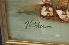 Original Walter Hagen & Gene Sarazen Oil Painting Signed by Artist Robert Fletcher - Framed