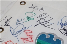 Mickelson, Scott, Pavin, Leonard & others Multi-Signed 2008 The Barclays Embroidered Flag JSA #XX19984