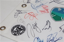 Mickelson, Scott, Pavin, Leonard & others Multi-Signed 2008 The Barclays Embroidered Flag JSA #XX19984