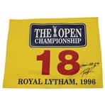 Tom Lehman Signed 1996 Open Championship at Royal Lytham Flag w/Champion Golfer of the Year JSA ALOA