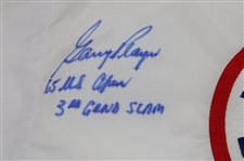 Gary Player Signed 1965 US Open Comm. Embroidered Flag w/'65 US Open' & '3rd Grand Slam' JSA ALOA