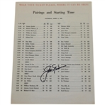 Jack Nicklaus Signed 1963 Masters Tournament Saturday Pairing Sheet JSA ALOA