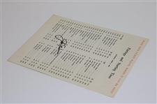 Jack Nicklaus Signed 1963 Masters Tournament Saturday Pairing Sheet JSA ALOA