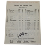 Jack Nicklaus Signed 1965 Masters Tournament Sunday Pairing Sheet JSA ALOA