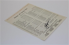 Jack Nicklaus Signed 1965 Masters Tournament Sunday Pairing Sheet JSA ALOA