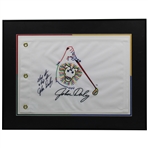 John Daly Signed John Daly Lion Flag w/"Grip It And Rip It - Framed JSA ALOA