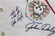 John Daly Signed John Daly Lion Flag w/Grip It And Rip It' - Framed JSA ALOA