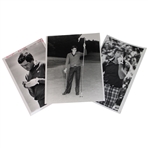 Three (3) Seve Ballesteros Wire Photos - 13yr Old Caddie, Green Notepad & Missed Putt