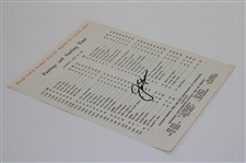 Jack Nicklaus Signed 1965 Masters Tournament Saturday Pairing Sheet JSA ALOA