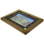 c.Early 1900's Victorian Stained Leaded Glass 'Golf Match On Blackheath' Panel - Framed