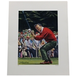 1987 Arnold Palmer Red Sweater Putt Color Print by Artist Jim Fitzpatrick