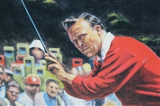 1987 Arnold Palmer Red Sweater Putt Color Print by Artist Jim Fitzpatrick