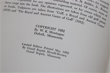 1952 'The Golf of Our Fathers' Book Signed by Author W.K. Montague