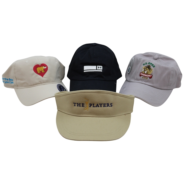 Four (4) Hats - 2016 US Open, The Players, Under Armour & Wear the Bear Show You Care