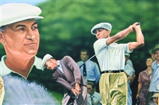 Vibrant Color Photograph of Ben Hogan Collage Original Painting by Artist Alan Zuniga