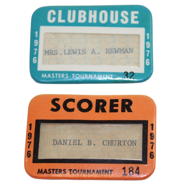 1976 Masters Tournament Scorer & Clubhouse Pinback Badges - Ray Floyd Winner
