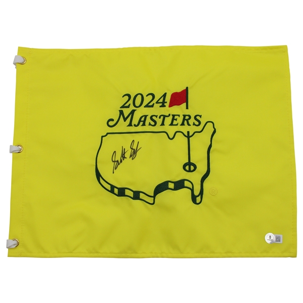 Scottie Scheffler Signed 2024 Masters Tournament Embroidered Flag BAS #BP46805