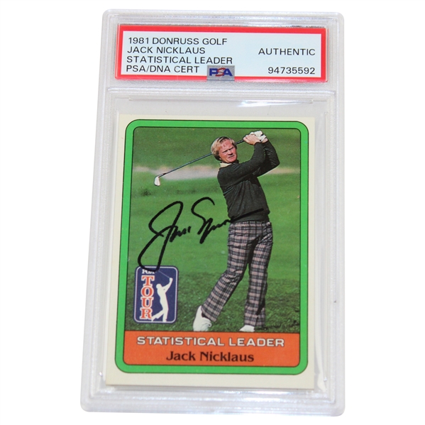 Jack Nicklaus Signed 1981 Donruss Golf Statistical Leader Card PSA/DNA Authentic