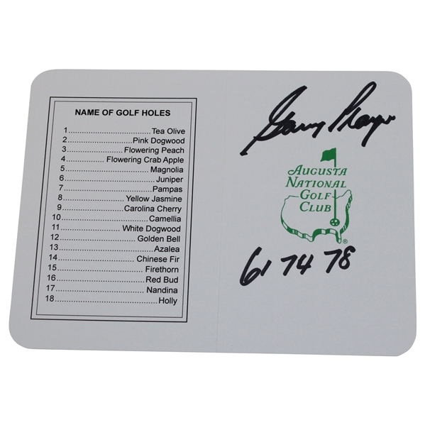 Gary Player Signed Augusta National Scorecard w/Years Won JSA ALOA