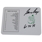 Gary Player Signed Augusta National Scorecard w/Years Won JSA ALOA