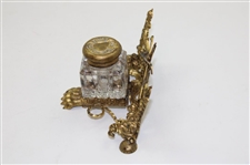 Ornate Classic Designed Victorian Inkwell - Unmarked
