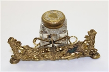 Ornate Classic Designed Victorian Inkwell - Unmarked