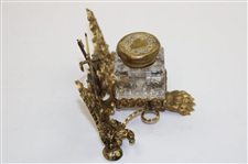 Ornate Classic Designed Victorian Inkwell - Unmarked