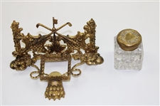 Ornate Classic Designed Victorian Inkwell - Unmarked
