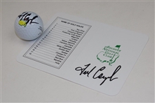 Fred Couples Signed Masters Logo Golf Ball & Augusta National Scorecard JSA ALOA